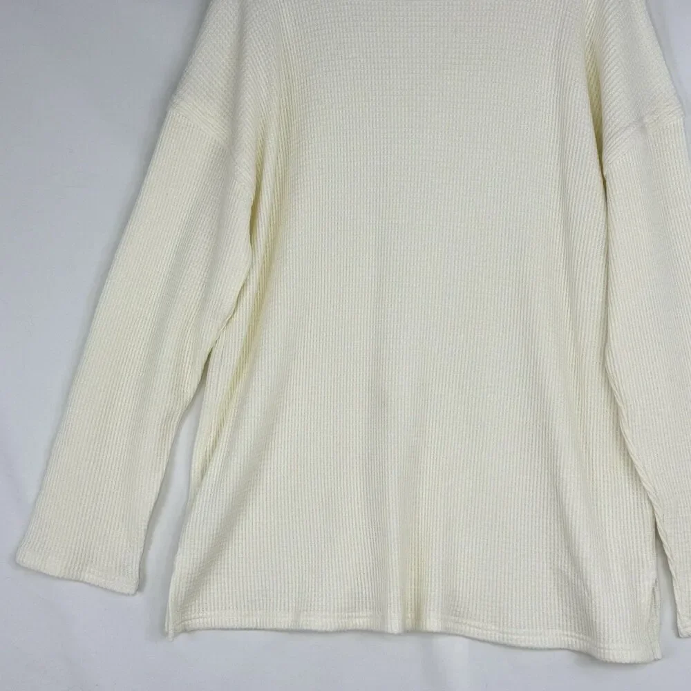 Ninety Clothing Co XL Ivory Knit Sweater Relaxed With Button Accents